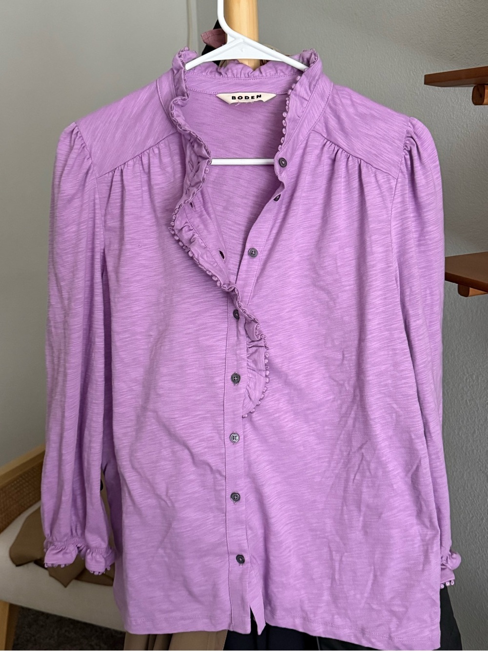 Emily Pom Trim Ruffle Shirt - Picture 3 of 4